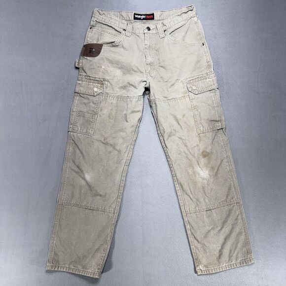 Wrangler Riggs Pants Mens 32x30 Brown Grunge Carpenter Ripstop Workwear Cargo‎ - Picture 1 of 12
